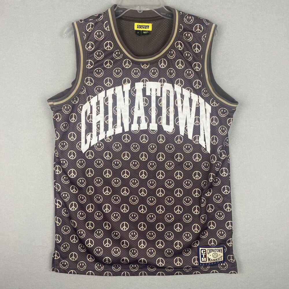 Chinatown Market Smiley Cabana Embroidered Basketball Jersey Shirt Size Medium